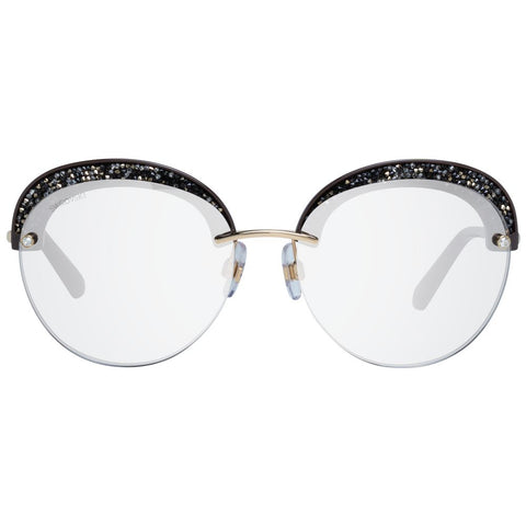 Swarovski gold metal and plastic sunglasses with stylish frame and tinted lenses, modern fashion accessory for sun protection