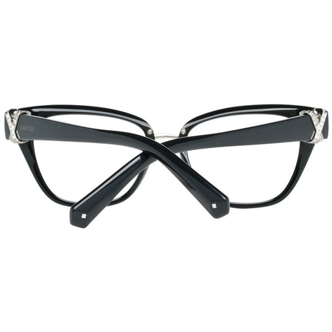 Black metal and plastic glasses frames by Swarovski featuring a sleek, modern design with clear lenses.