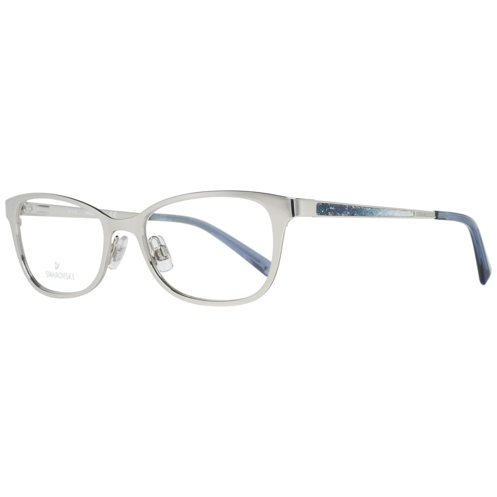 Swarovski silver metal glasses frames with sleek design and clear lenses, stylish eyewear for a sophisticated look.