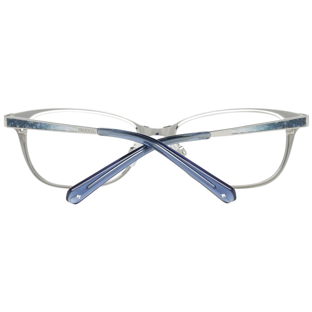 Silver Swarovski metal glasses frames with sleek design and adjustable nose pads, ideal for stylish eyewear.