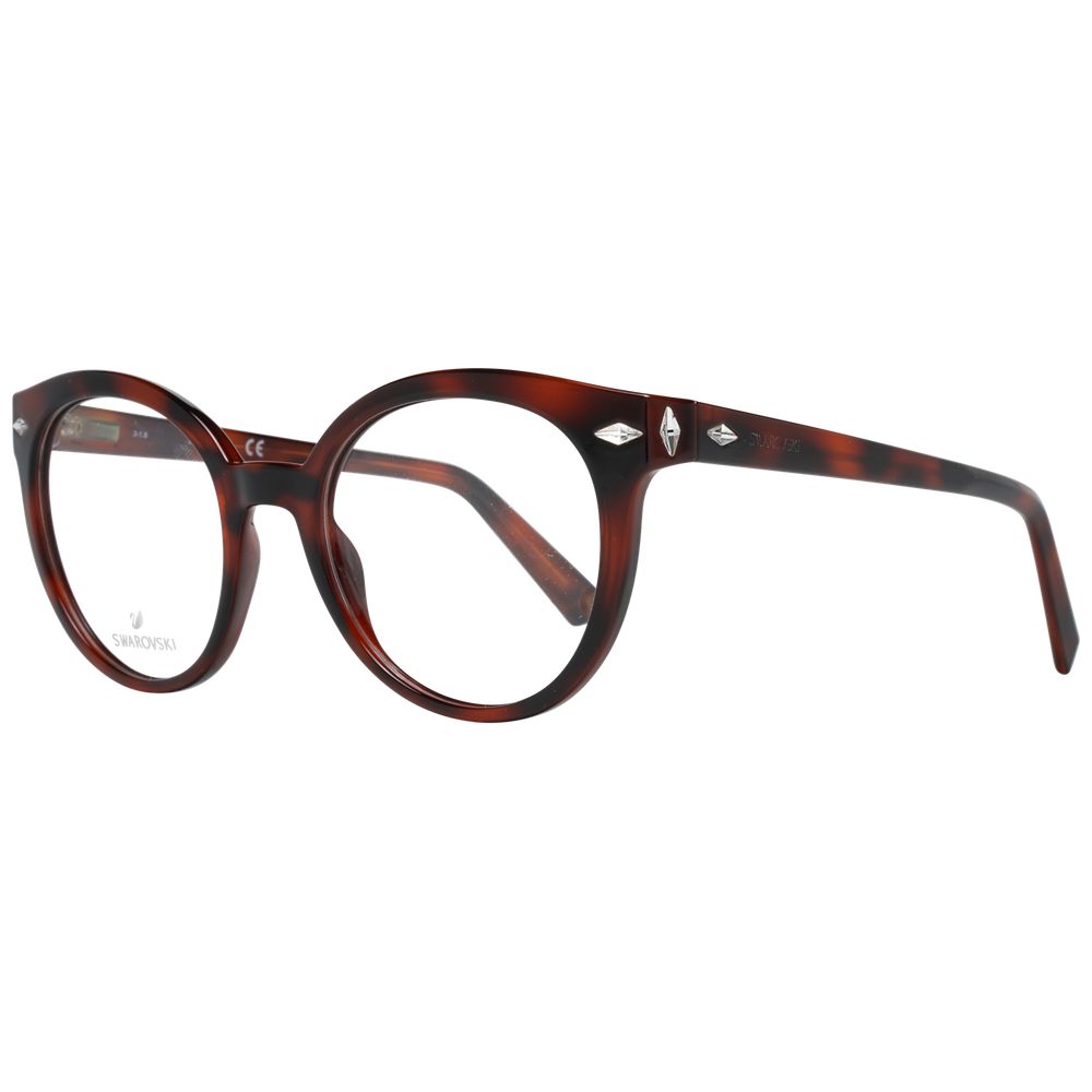Brown plastic glasses frames from Swarovski, lightweight and stylish with a smooth finish and classic shape.