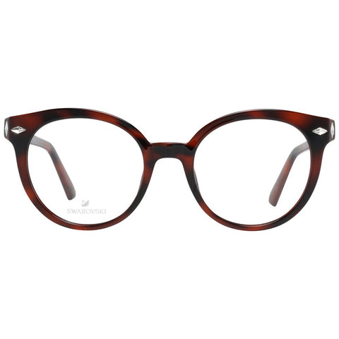 Brown plastic glasses frames by Swarovski with a sleek, modern design and smooth finish, shown from a front view.