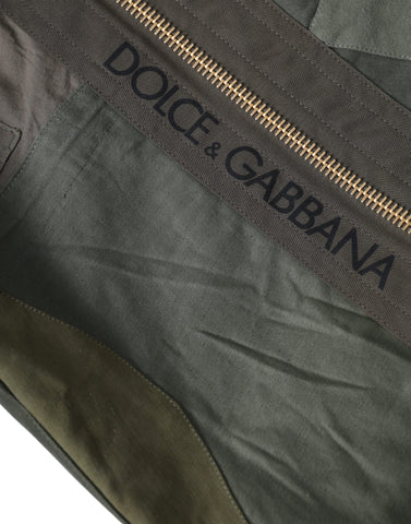 Military green patchwork rucksack backpack by Dolce & Gabbana, featuring adjustable straps and multiple compartments.