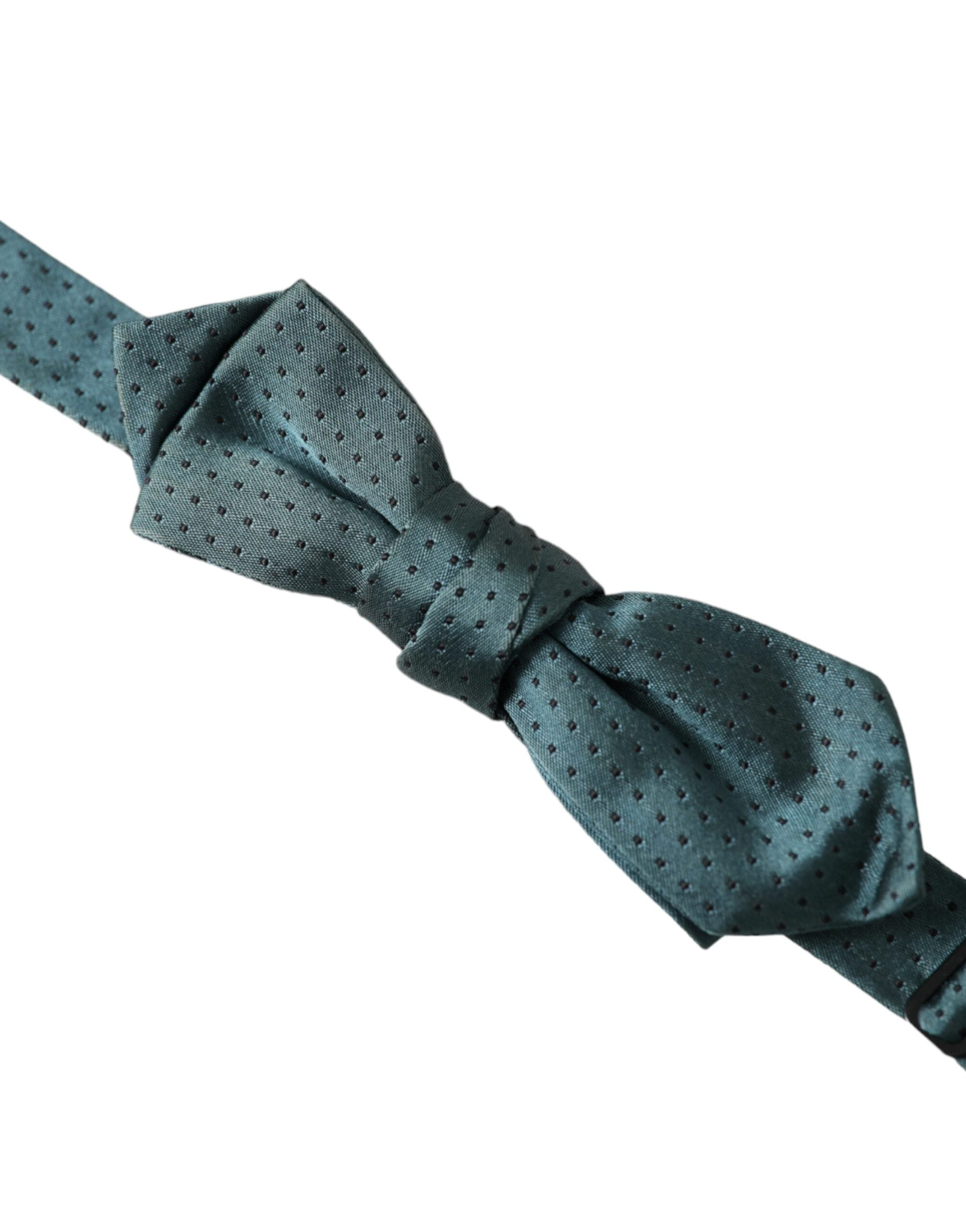Green silk fantasy adjustable neck bow tie for men by Dolce & Gabbana, featuring a stylish papillon design.