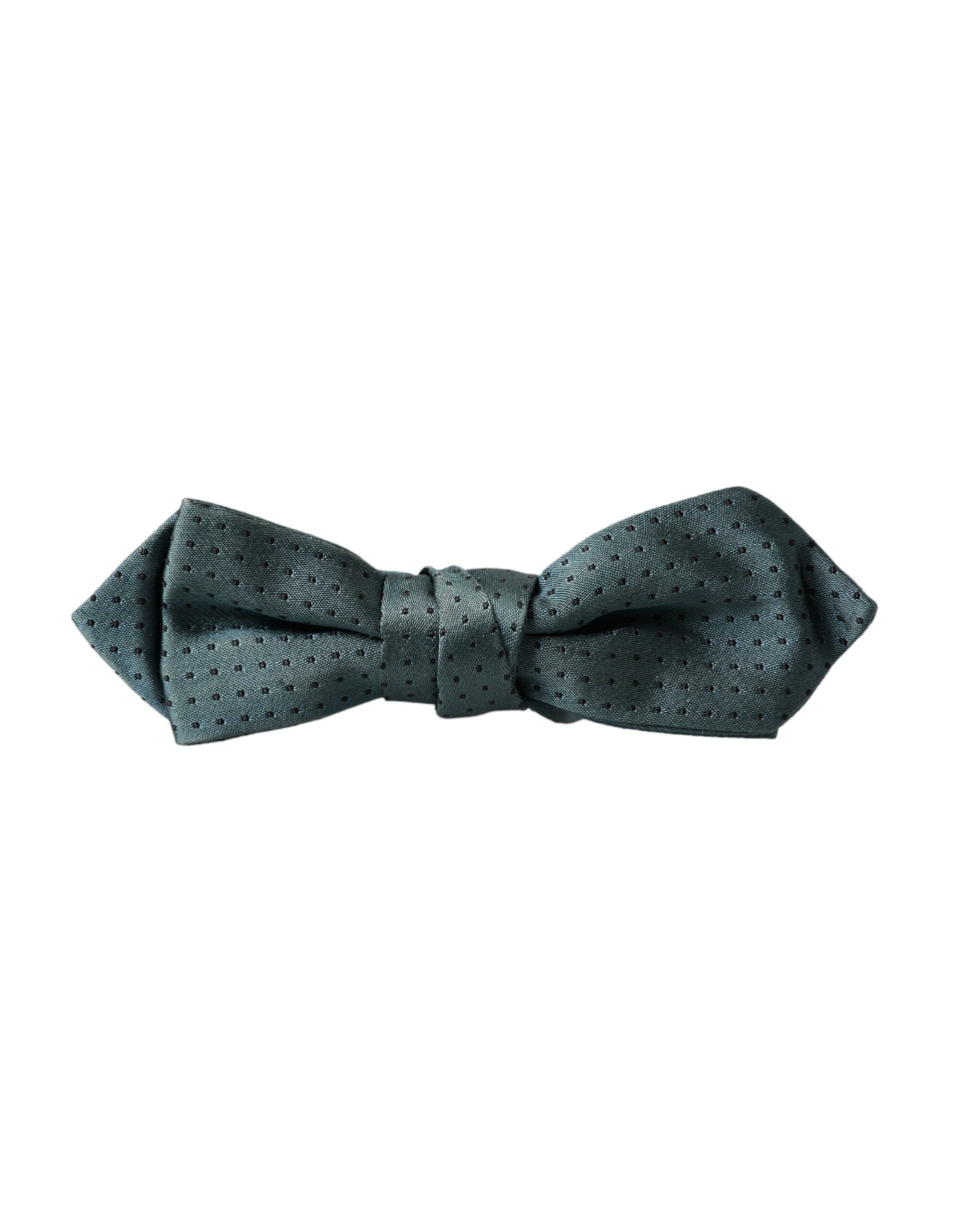 Green silk fantasy adjustable neck bow tie for men by Dolce & Gabbana, featuring a luxurious and elegant design.