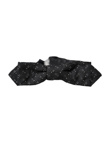 Black silk patterned adjustable neck bow tie for men by Dolce & Gabbana, featuring a stylish papillon design.