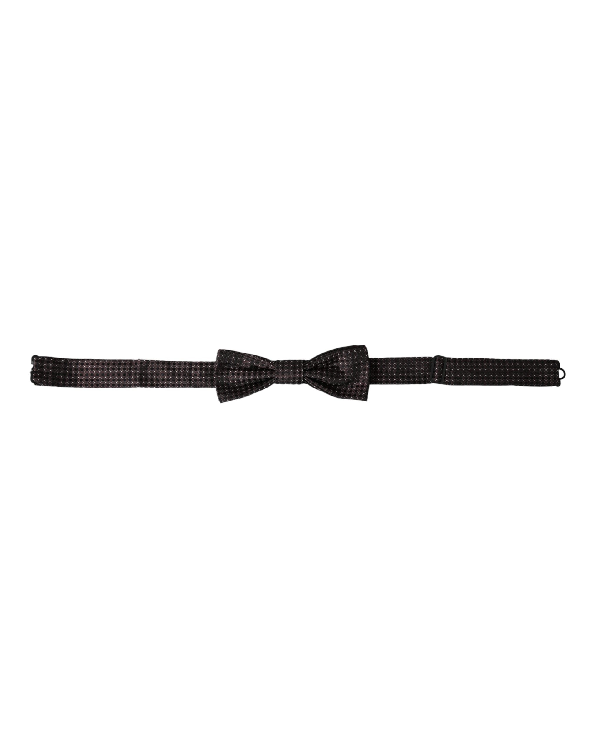 Brown fantasy silk adjustable neck bow tie for men by Dolce & Gabbana, featuring a stylish papillon design.
