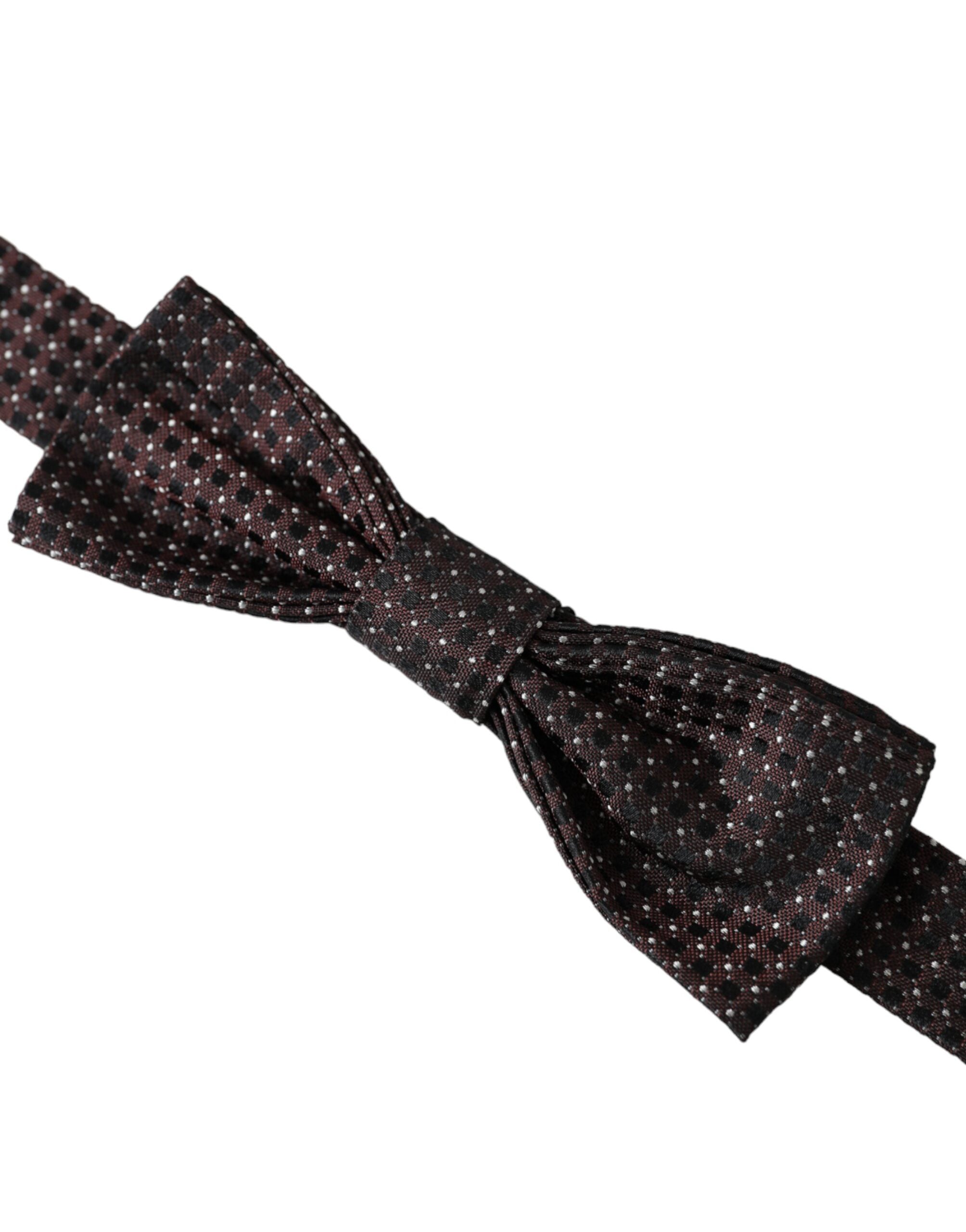 Brown fantasy silk adjustable men's papillon bow tie with a stylish design, from Dolce & Gabbana.