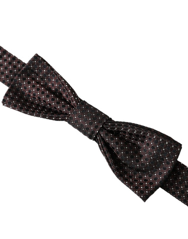 Brown fantasy silk adjustable men's papillon bow tie with a stylish design, from Dolce & Gabbana.