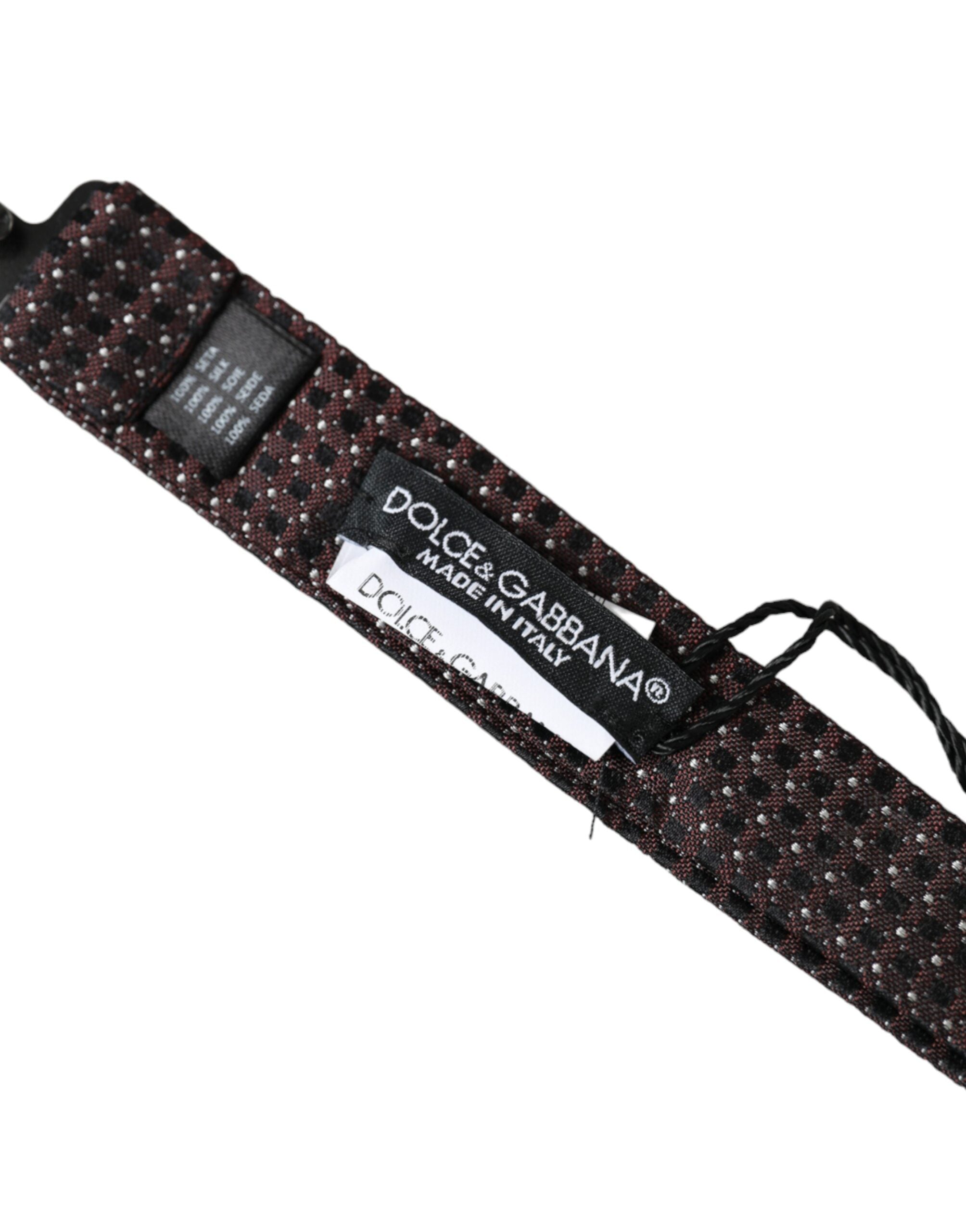 Brown fantasy silk adjustable neck bow tie for men by Dolce & Gabbana, featuring a stylish papillon design.