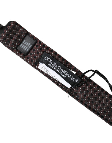 Brown fantasy silk adjustable neck bow tie for men by Dolce & Gabbana, featuring a stylish papillon design.