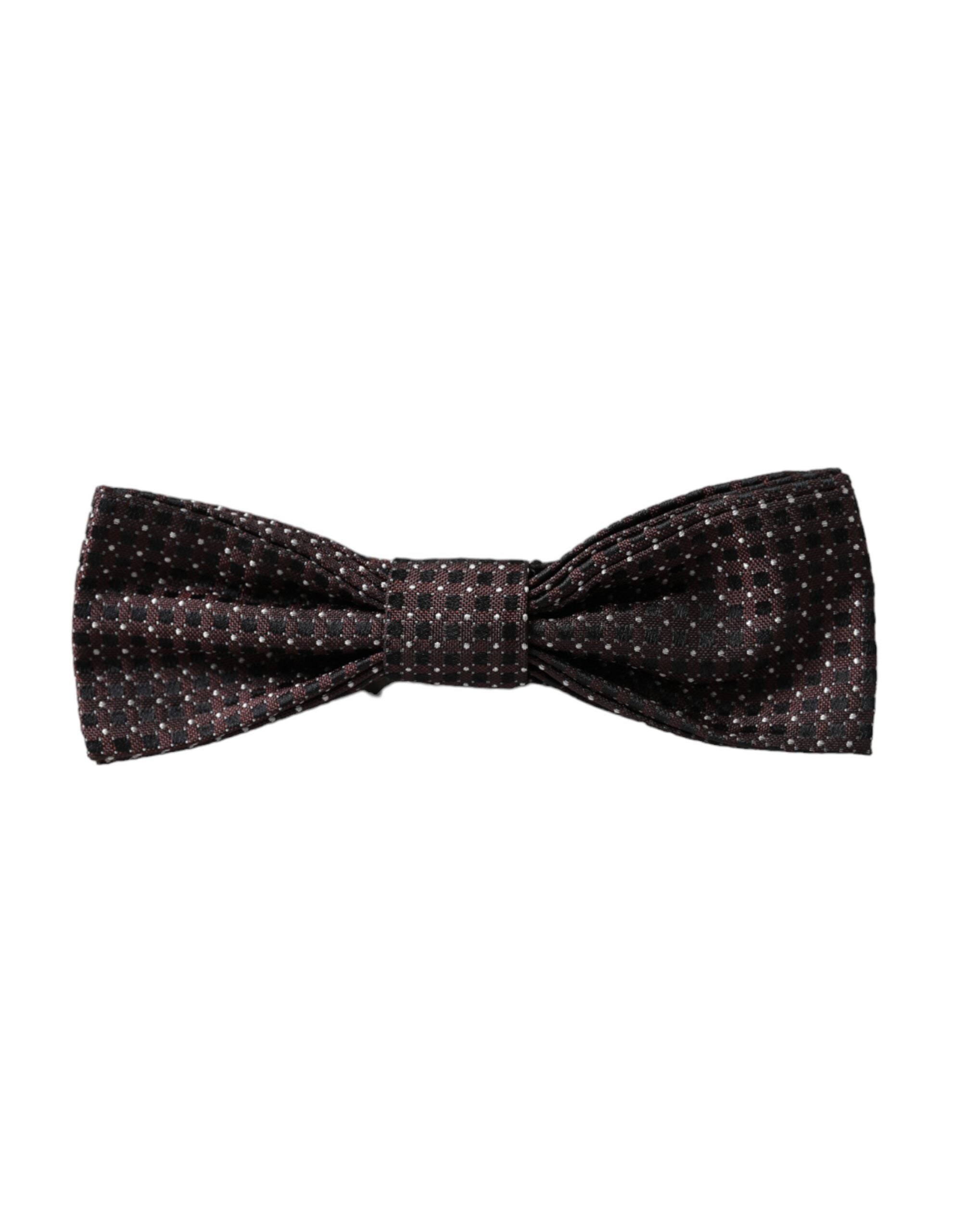 Brown fantasy silk adjustable neck bow tie for men by Dolce & Gabbana, featuring a stylish and elegant design.