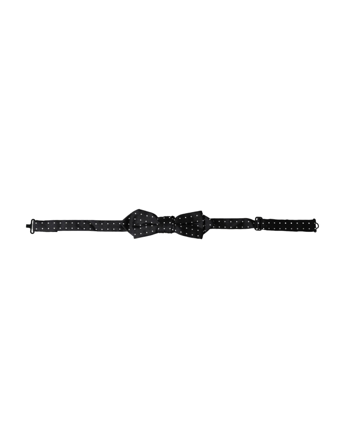 Black silk polka dot adjustable neck bow tie for men by Dolce & Gabbana, featuring a stylish papillon design.