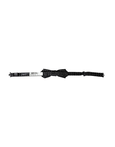 Black silk polka dot adjustable neck bow tie for men by Dolce & Gabbana, featuring a stylish papillon design.