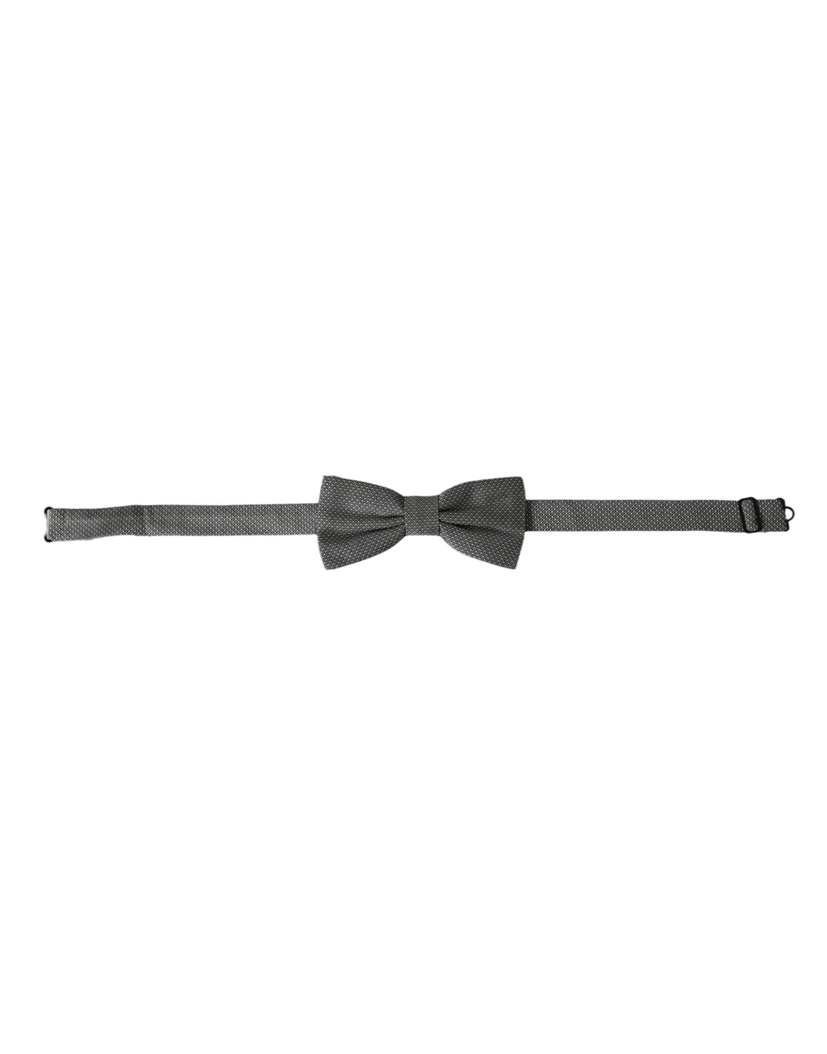 Gray silk patterned adjustable neck bow tie for men by Dolce & Gabbana, featuring a stylish papillon design.