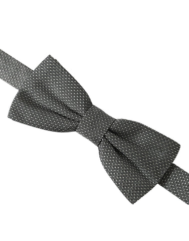 Gray silk patterned adjustable neck bow tie for men by Dolce & Gabbana, featuring a stylish papillon design.