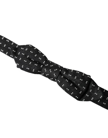 Dark Gray Silk Patterned Adjustable Neck Men Papillon Bow Tie