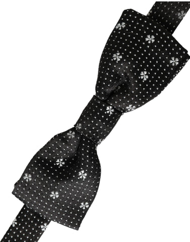 Dark Gray Silk Floral Adjustable Neck Men Papillon Bow Tie