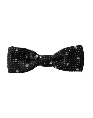 Black silk floral adjustable neck bow tie for men by Dolce & Gabbana, featuring a stylish floral pattern.