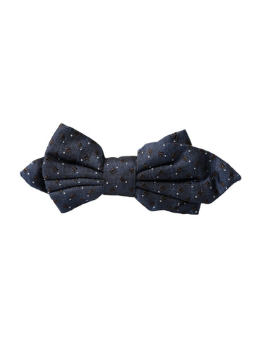 Navy blue silk patterned adjustable men’s Papillon bow tie by Dolce & Gabbana, featuring elegant design and classic style.