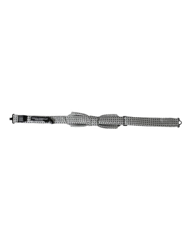 Gray silk polka dot adjustable neck bow tie for men by Dolce & Gabbana, featuring classic polka dot pattern and refined style.