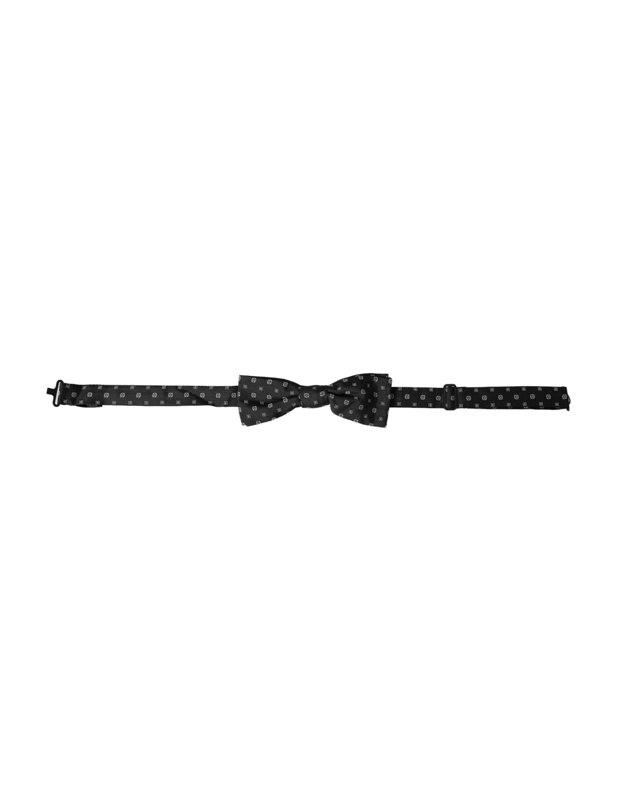 Black silk fantasy adjustable neck bow tie for men by Dolce & Gabbana, featuring a stylish papillon design.