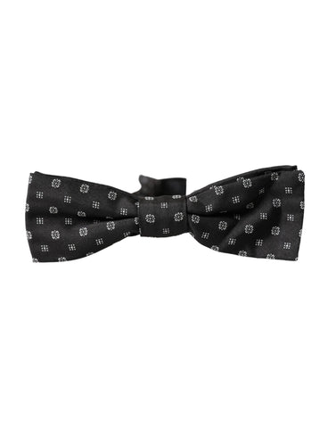 Black silk fantasy adjustable neck bow tie for men by Dolce & Gabbana, featuring a stylish and elegant design.