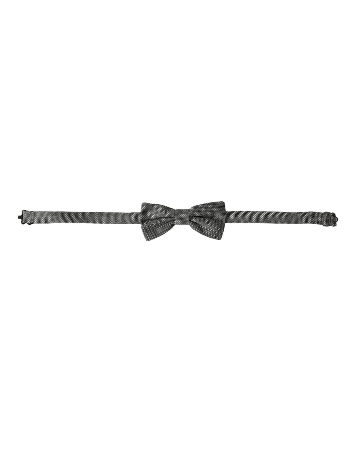 Gray silk patterned adjustable men's bow tie by Dolce & Gabbana, featuring a stylish design and classic bow shape.