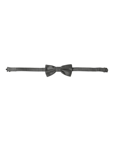 Gray silk patterned adjustable men's bow tie by Dolce & Gabbana, featuring a stylish design and classic bow shape.