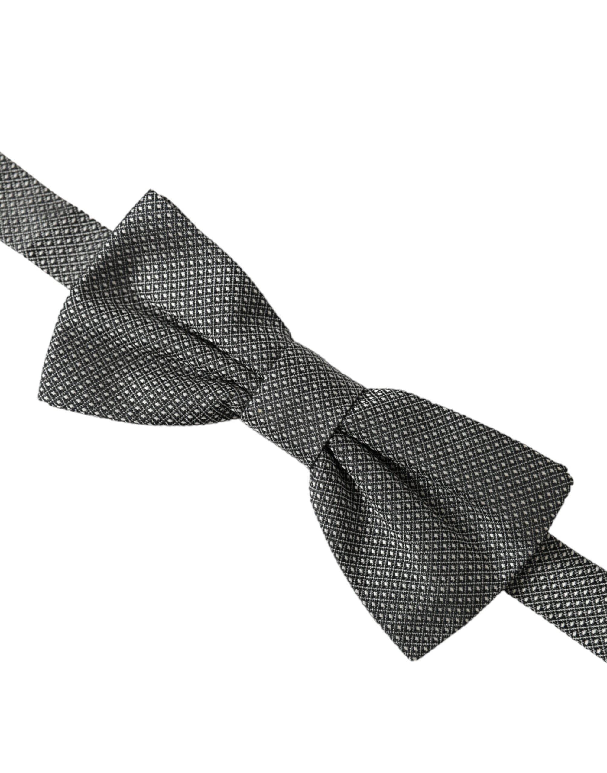 Gray silk patterned adjustable men's bow tie by Dolce & Gabbana, featuring a stylish and elegant design.