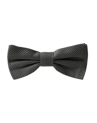 Gray silk patterned adjustable men's bow tie by Dolce & Gabbana, shown with detailed fabric design and classic knot style.