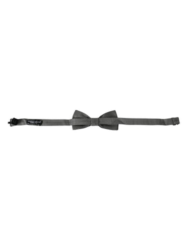 Gray silk patterned adjustable men's bow tie by Dolce & Gabbana, featuring a sleek, elegant design for formal wear.