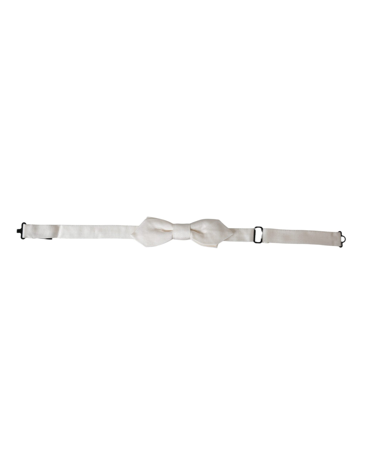 White silk adjustable men's bow tie with papillon style, featuring elegant design from Dolce & Gabbana
