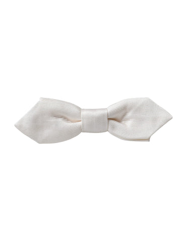 White silk adjustable men's bow tie with papillon style by Dolce & Gabbana, featuring a classic and elegant design.
