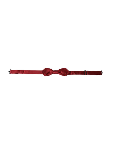 Red silk jacquard adjustable neck bow tie for men by Dolce & Gabbana, featuring intricate pattern and classic style.