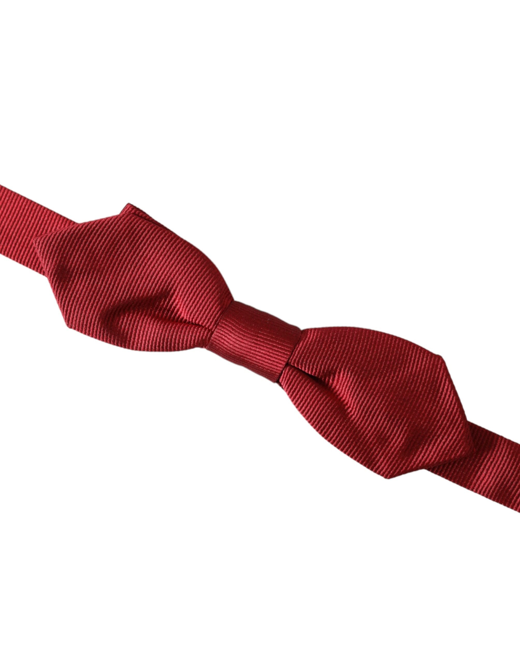 Red silk jacquard men's bow tie with adjustable neck, stylish and elegant, by Dolce & Gabbana