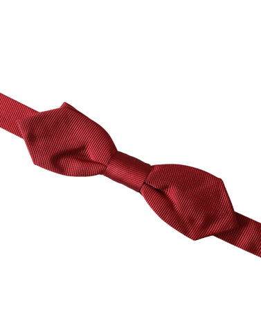 Red silk jacquard men's bow tie with adjustable neck, stylish and elegant, by Dolce & Gabbana