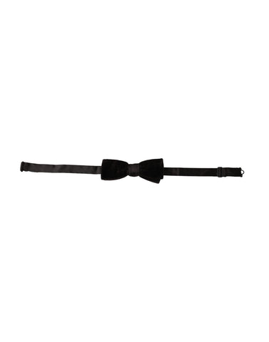 Black velvet cotton adjustable men's bow tie by Dolce & Gabbana, featuring a classic, elegant design with a sleek, smooth finish.