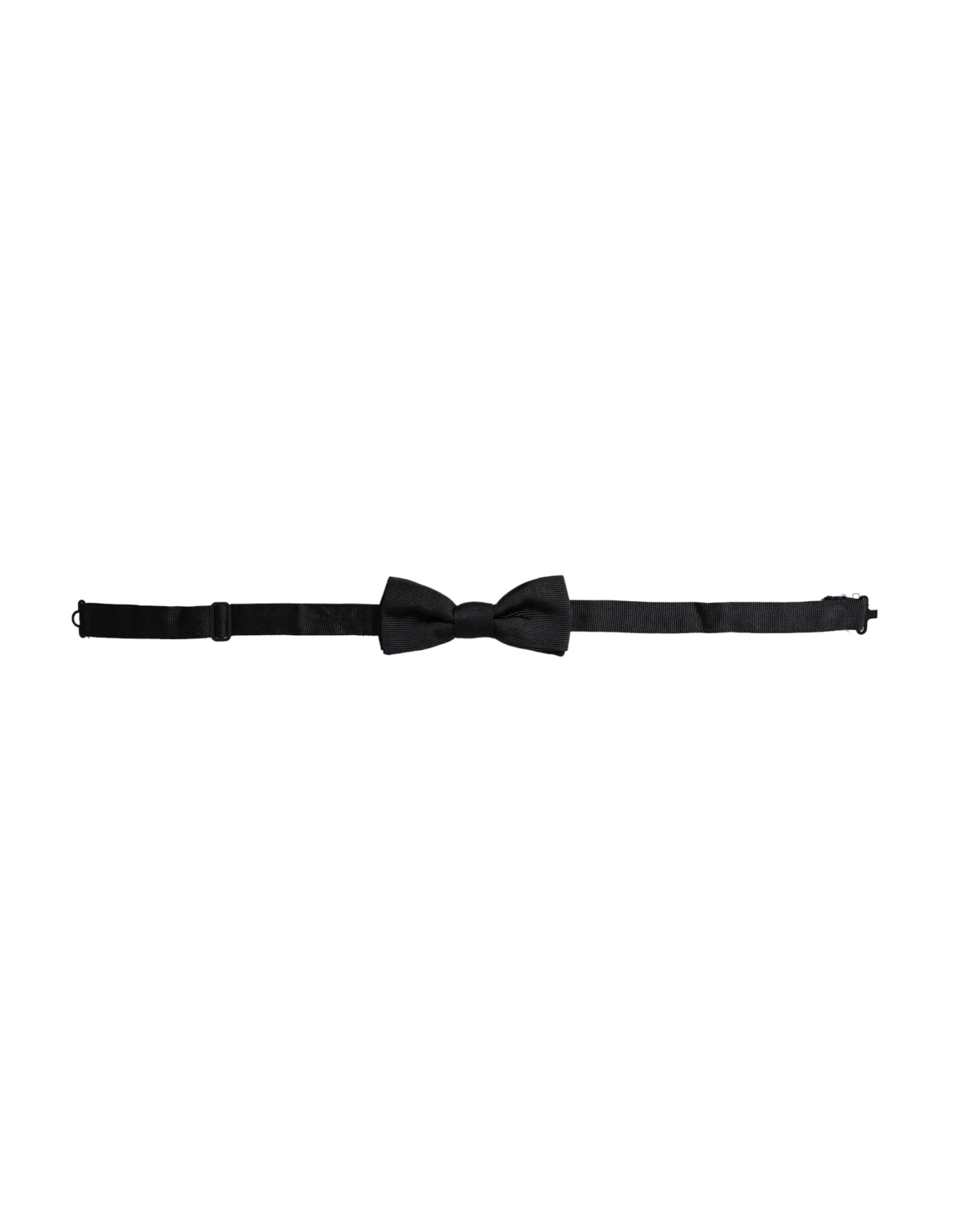 Black silk adjustable men's bow tie by Dolce & Gabbana, featuring a classic design and smooth fabric.