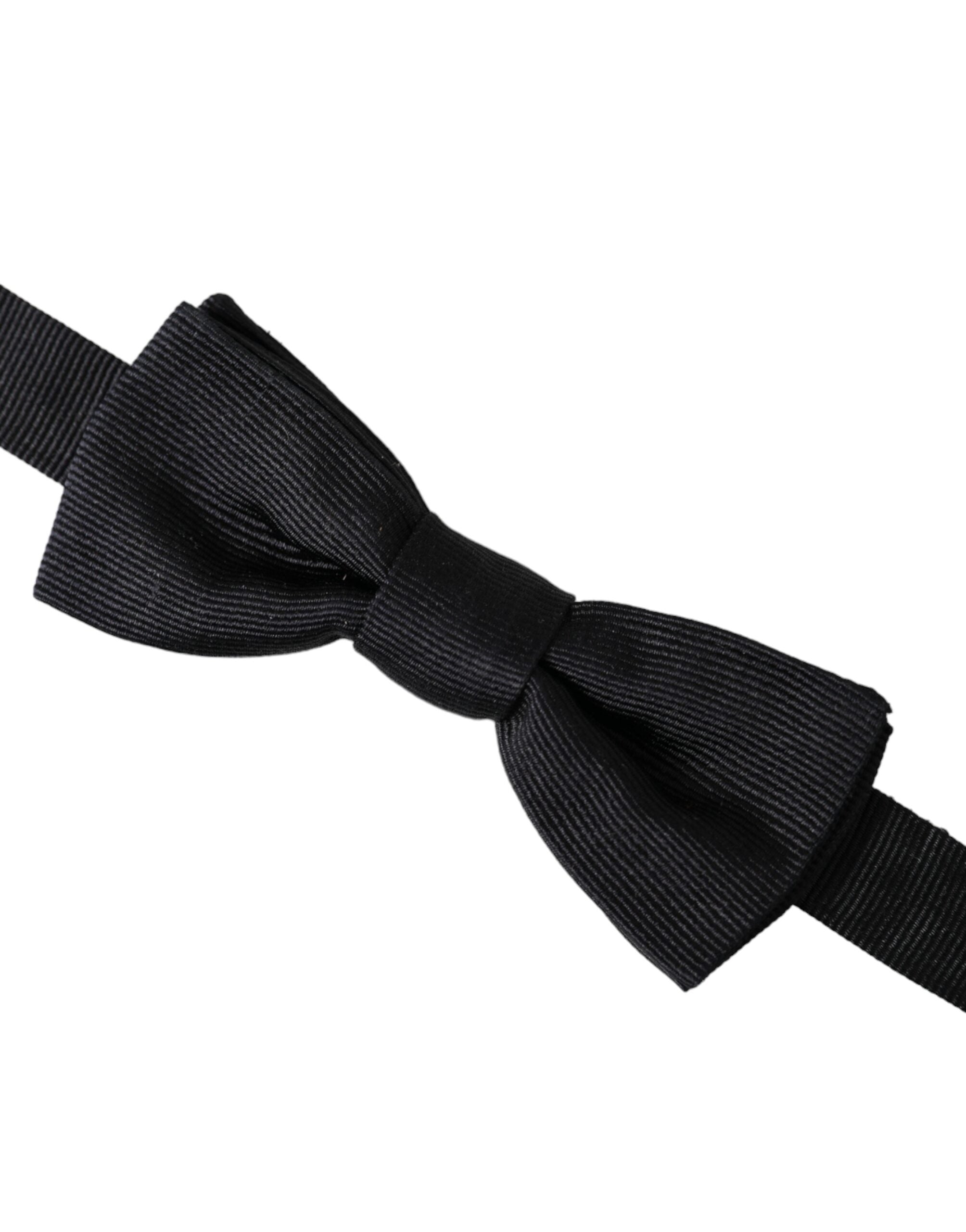 Black silk adjustable men's bow tie by Dolce & Gabbana, featuring a classic, elegant design for formal occasions.