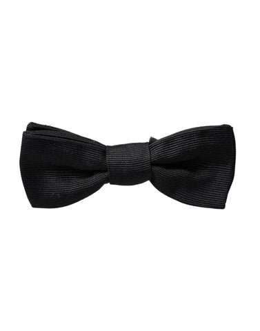 Black silk adjustable men's bow tie from Dolce & Gabbana, featuring a classic, elegant design for formal wear.