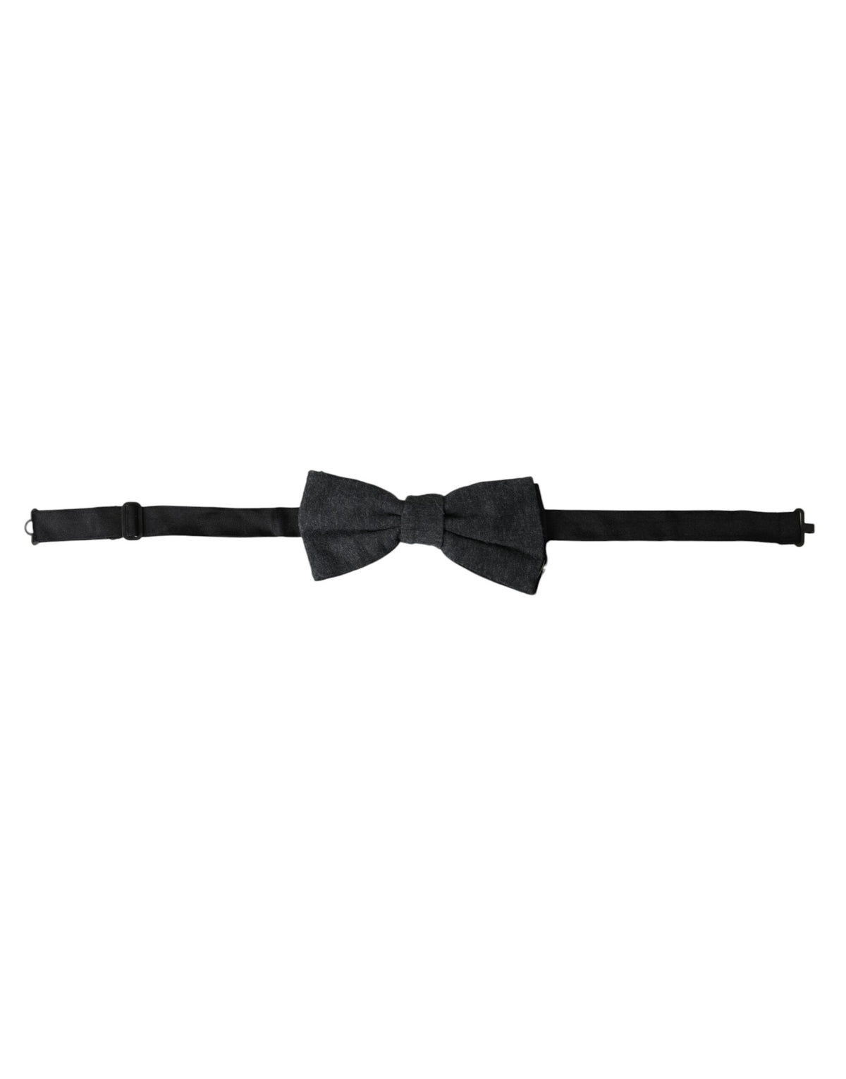 Dark gray silk adjustable neck bow tie for men by Dolce & Gabbana, showcasing a stylish and elegant accessory.
