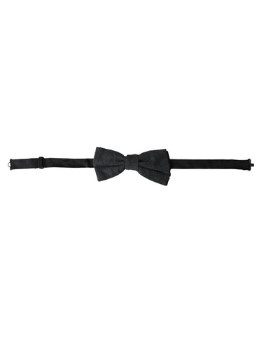 Dark gray silk adjustable neck bow tie for men by Dolce & Gabbana, showcasing a stylish and elegant accessory.