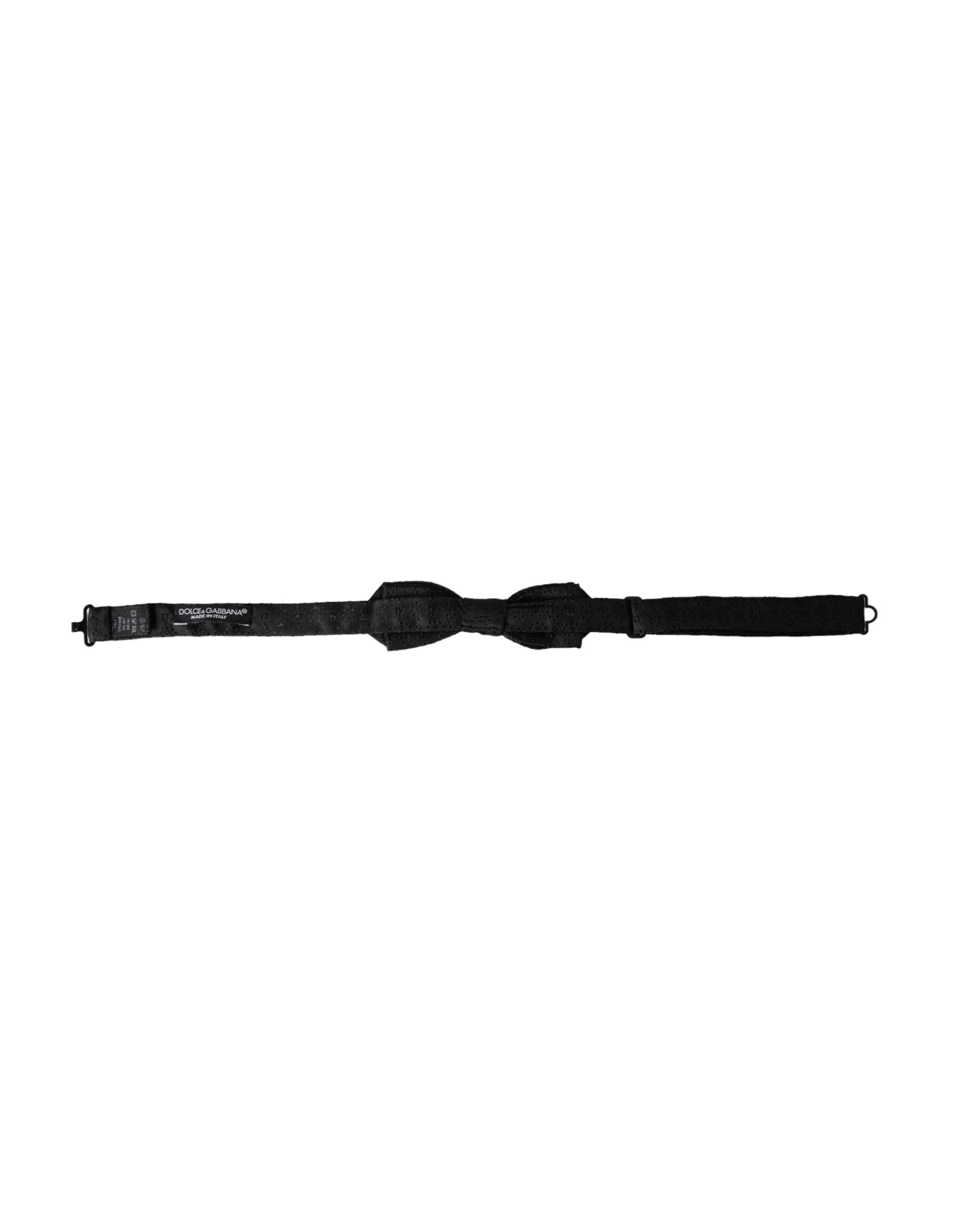 Black silk fantasy adjustable neck bow tie for men by Dolce & Gabbana, featuring a stylish and elegant design.
