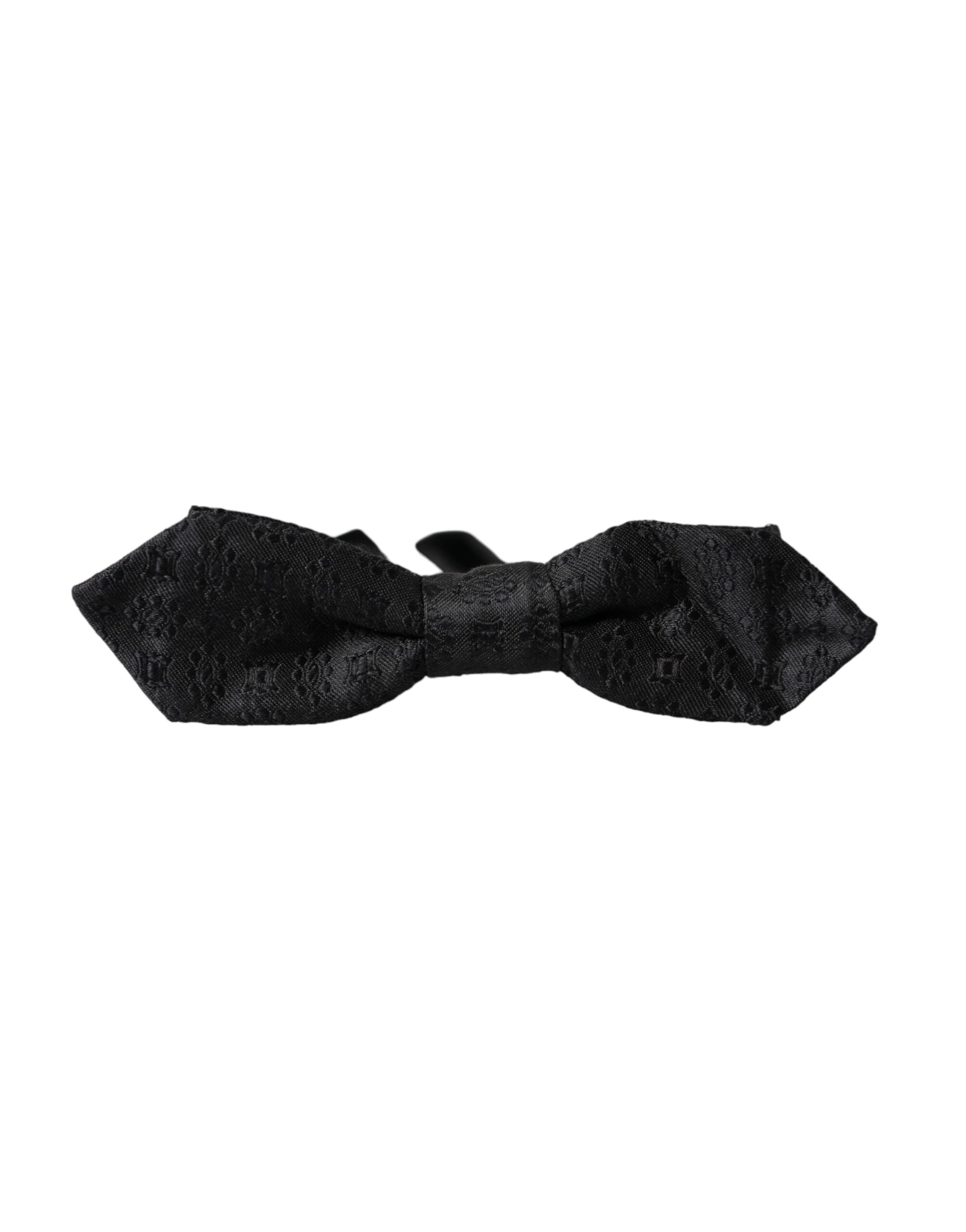 Black silk fantasy adjustable neck bow tie by Dolce & Gabbana, featuring a stylish and elegant design for men's formal wear.