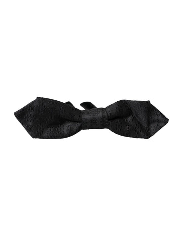 Black silk fantasy adjustable neck bow tie by Dolce & Gabbana, featuring a stylish and elegant design for men's formal wear.