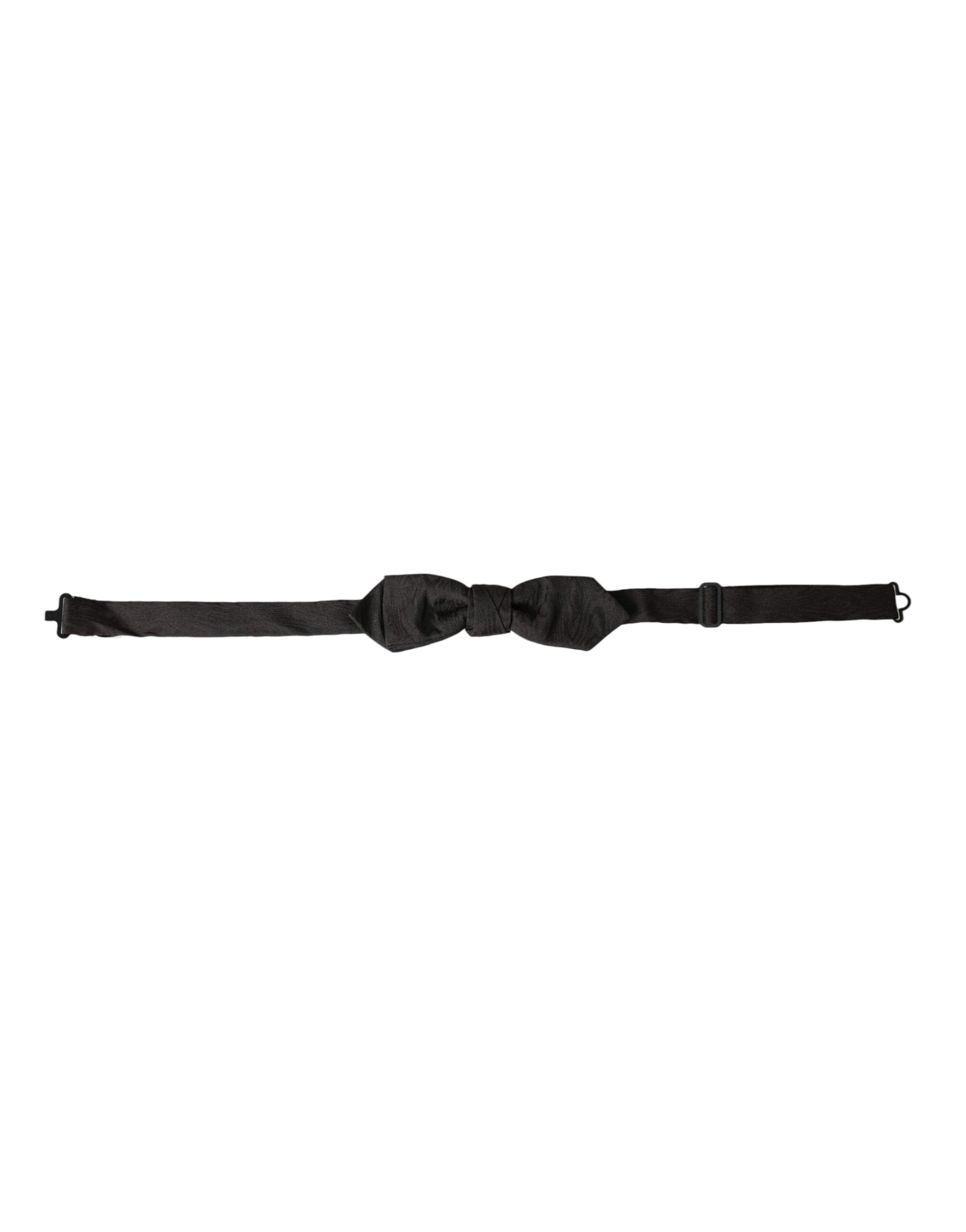 Black silk adjustable men's bow tie by Dolce & Gabbana, featuring a classic design and smooth fabric.