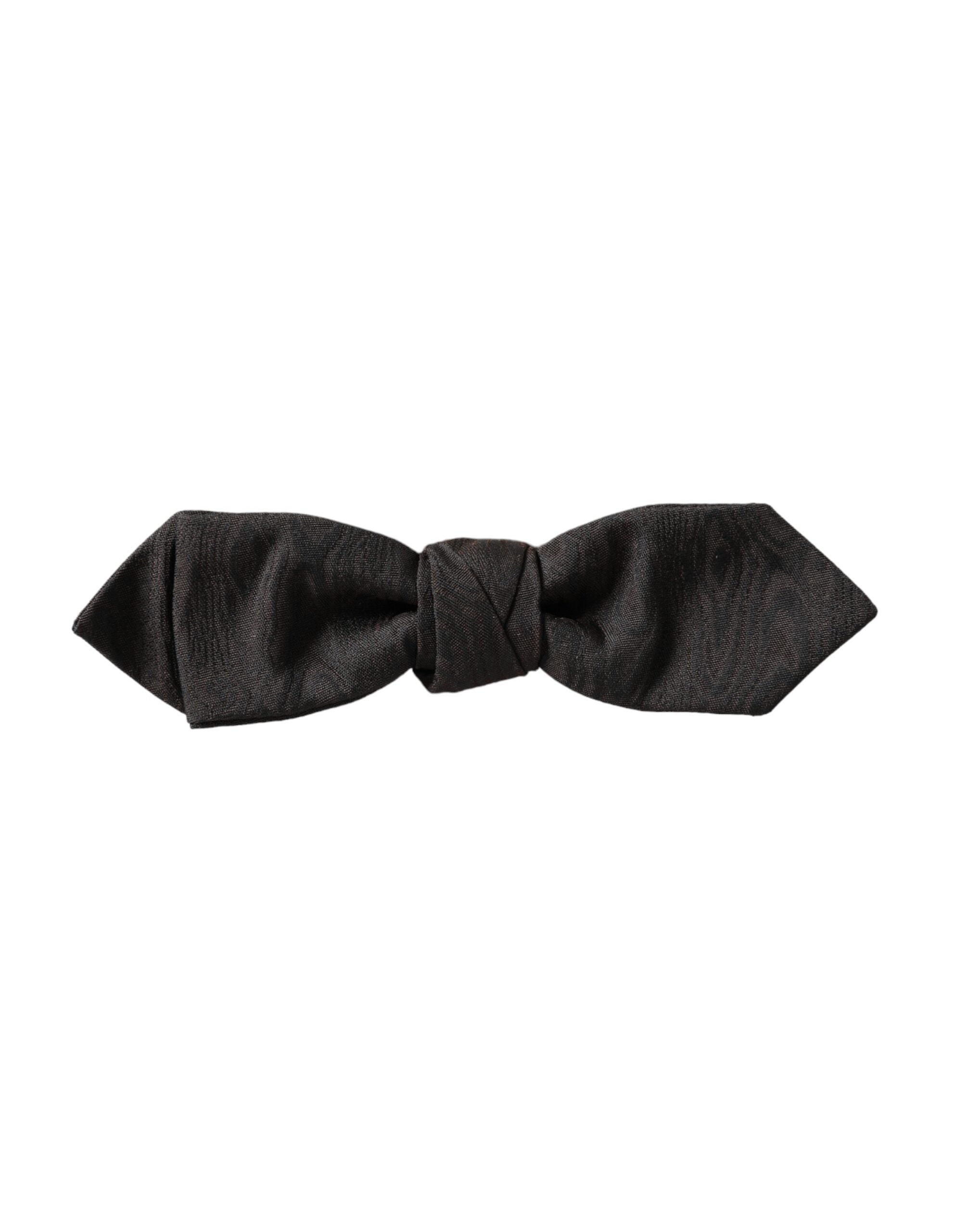 Black silk adjustable men's bow tie by Dolce & Gabbana, featuring a sleek and elegant design for formal wear.