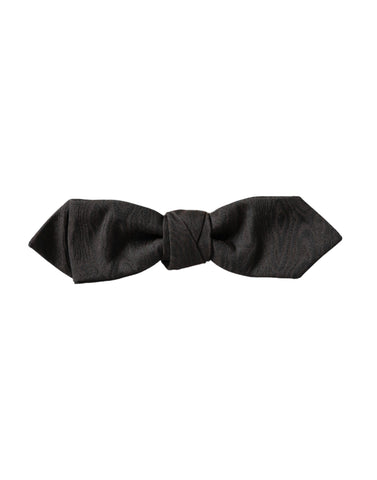 Black silk adjustable men's bow tie by Dolce & Gabbana, featuring a sleek and elegant design for formal wear.