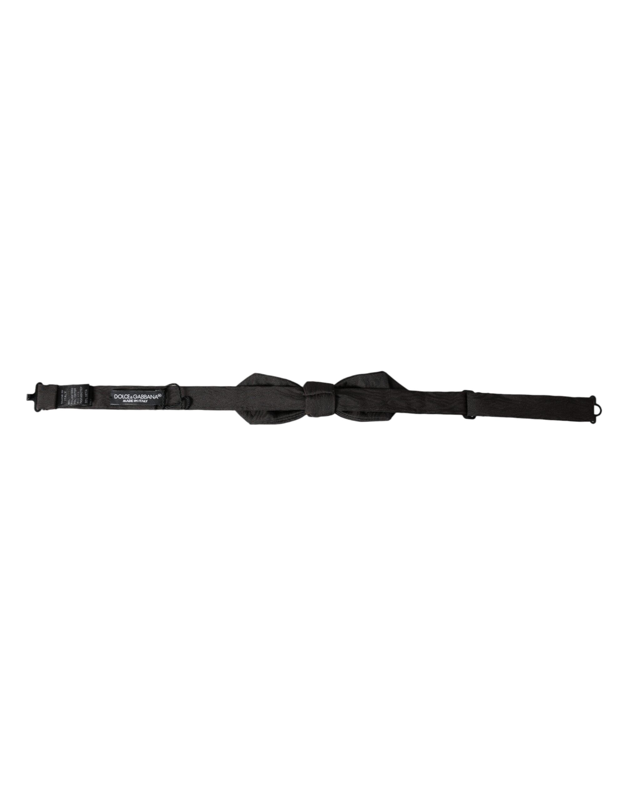 Black silk adjustable men's bow tie by Dolce & Gabbana, featuring a sleek and elegant design for formal occasions.
